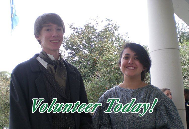 Two volunteers dressed up for a skit
