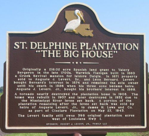St Delphine Plantation The Big House Historical Marker