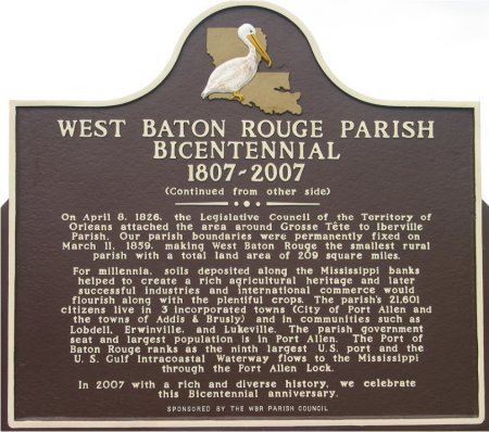 West Baton Rouge Parish Bicentennial Back Side